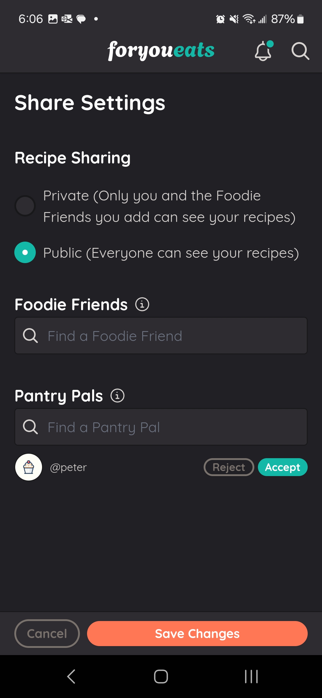 Share Settings